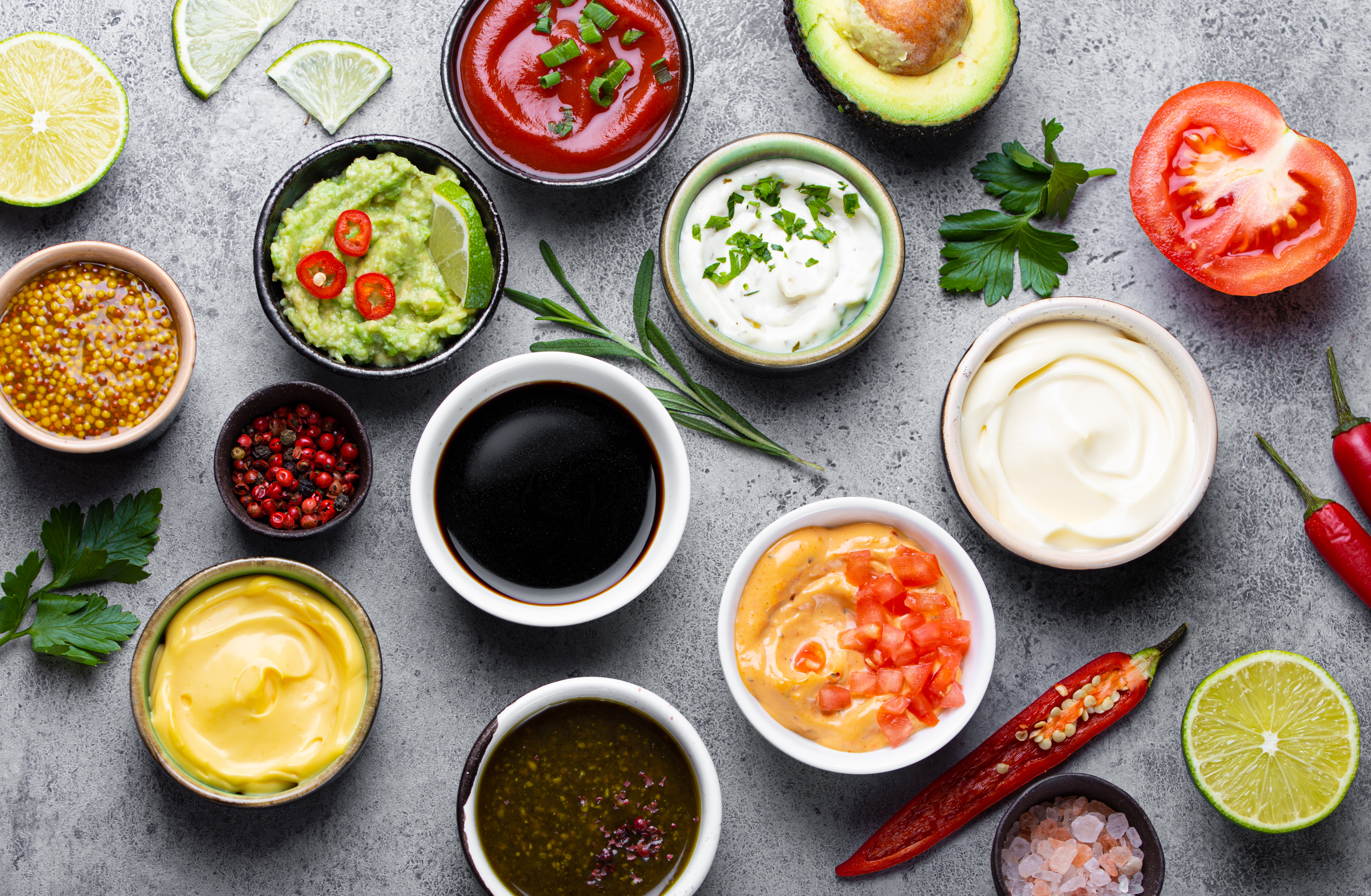 Stable, long-life sauces and dressings