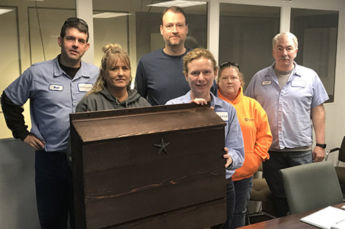 Decatur staff building bat boxes