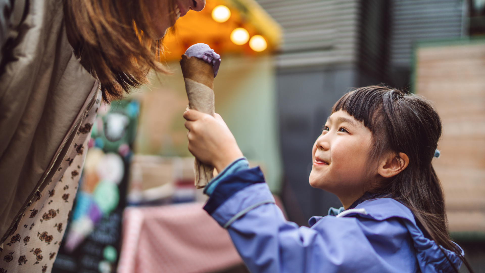 Girl sharing an ice-cream