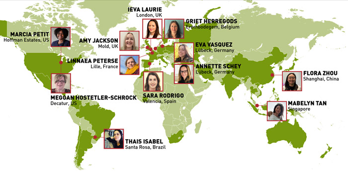 Map locations of International Women's Day contributors