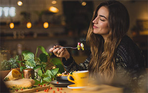 Consumer enjoying food