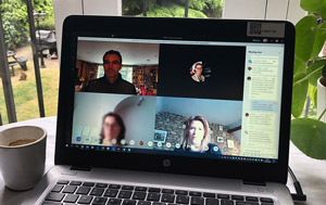 Employee virtual cafe video call session 