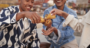Friends enjoying food Friends enjoying food