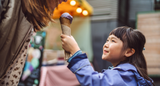 Girl sharing an ice-cream