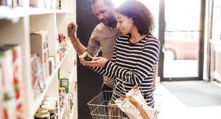 Couple grocery shopping