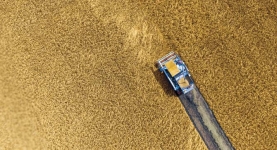 Corn field harvester banner