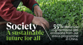 Society - a sustainable future for all (55% reduction in greenhouse gas emissions from our stevia programme in China)